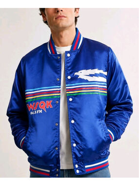 Netflix Stranger Things Men's L Blue Bomber Jacket Varsity Retro 90s NWT